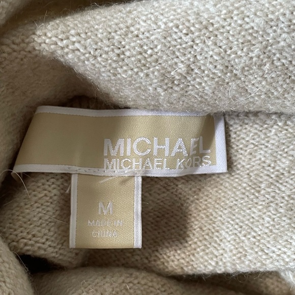 MICHAEL KORS BASICS OATMEAL HEATHER  STRIPED TURTLENECK SWEATER - Picture 10 of 11